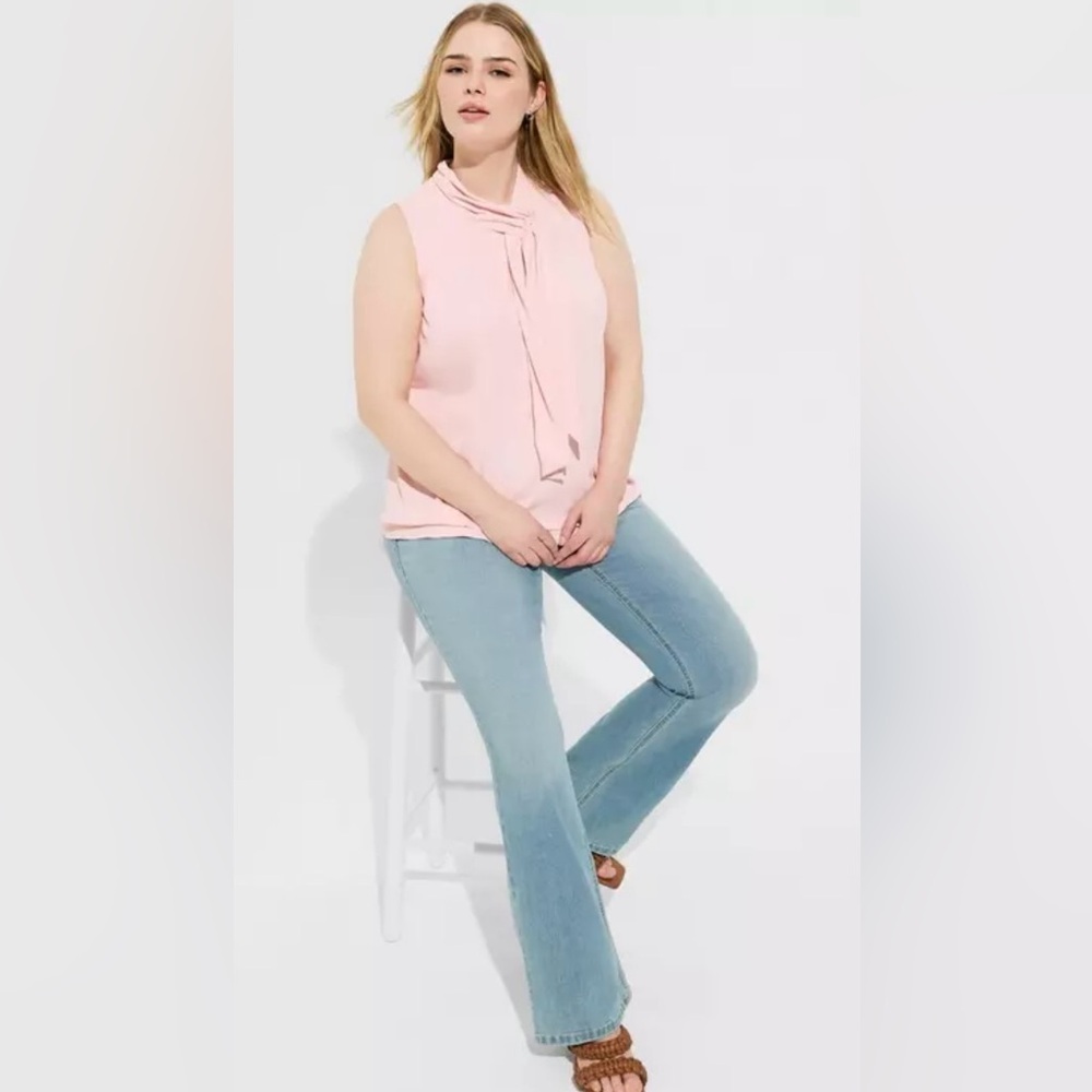 Torrid Light Pink Tie-Neck Blouse
